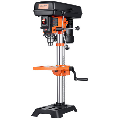 Benchtop Drill Press, 3.2 Amp, 5-Speed Adjustable Drill Press with 650 1050 1800 2350 3100 RPM, 10-inch Swing, Cast Iron Frame, 0-45° Tiltling Worktable, Work Light, for Drilling Wood & Metal