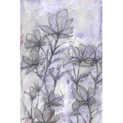 Fleurs mauves, croquis, peinture