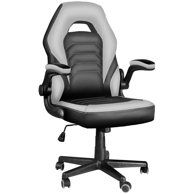 Fauteuil de jeu et de course pivotant réglable en cuir Inbox Zero Racing, gris
