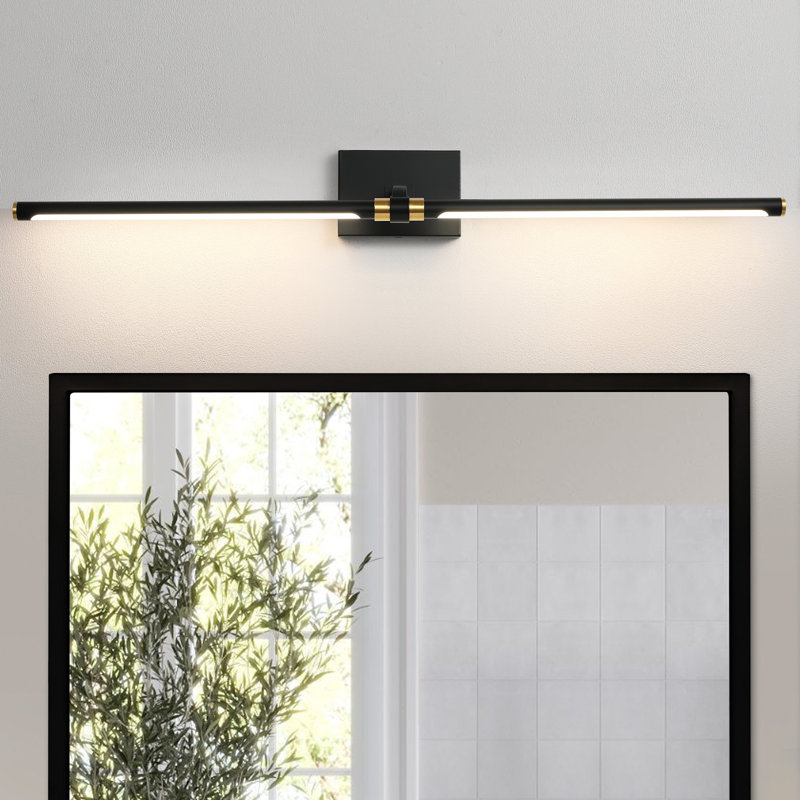  Barre d'éclairage de salle de bain moderne à DEL 40 po, Or / noir mat