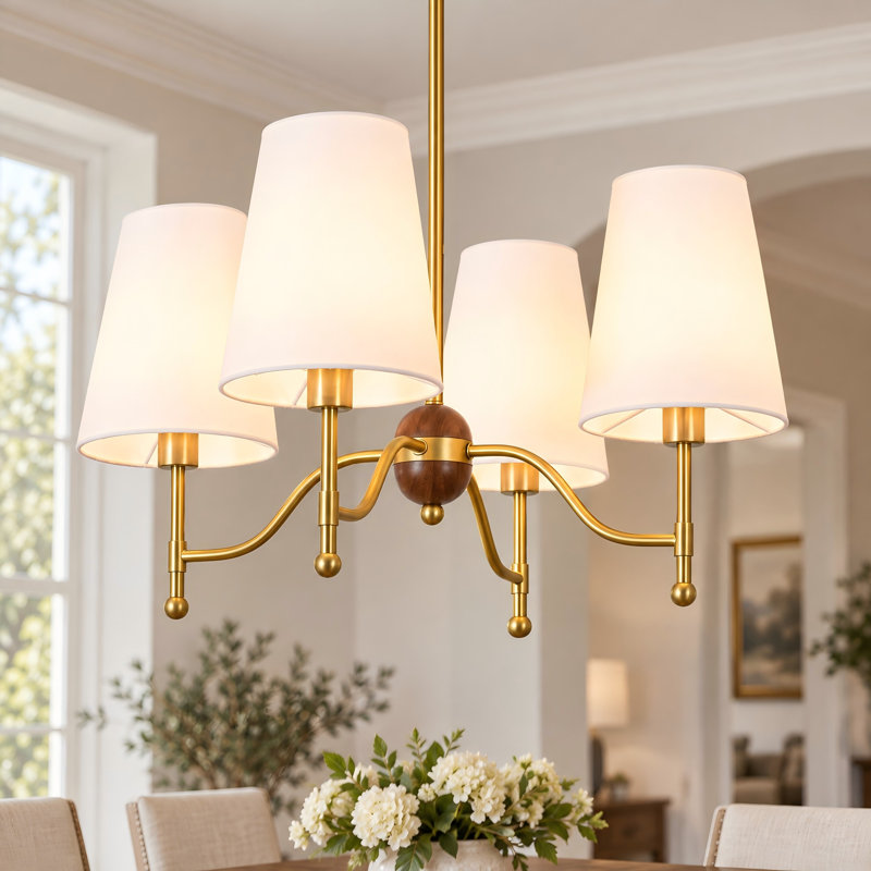 Lustre de style campagnard à 4 lumières à intensité variable Aurevane