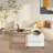 High-gloss Marble Nestable Coffee Table With Glass Tabletop, Gold Decoration, And Side Table With Drawer