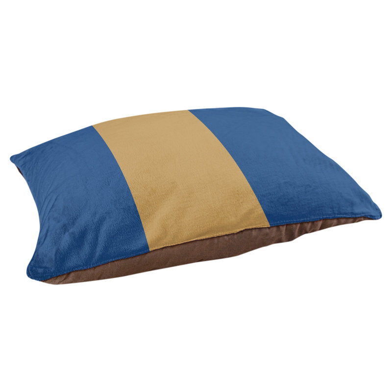 Coussin rectangulaire designer Kansas City, Grand (L 40 po x l 50 po), Bleu royal / doré / bleu royal