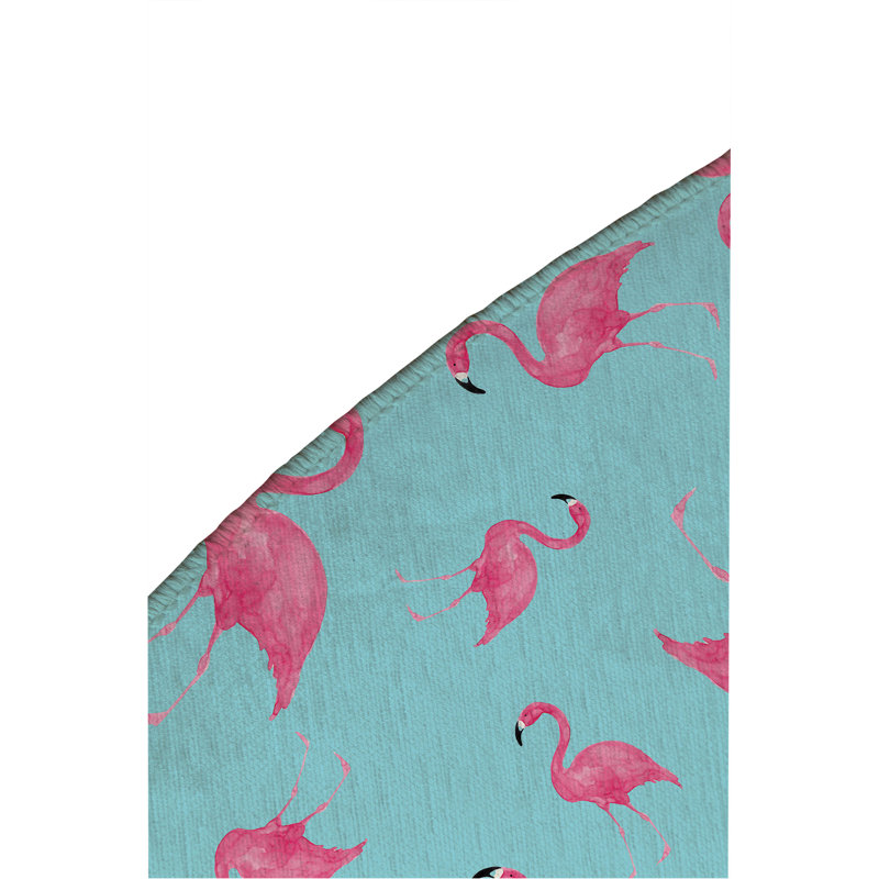 Tapis d'extérieur Summer Flamingo, Rond 5 pi