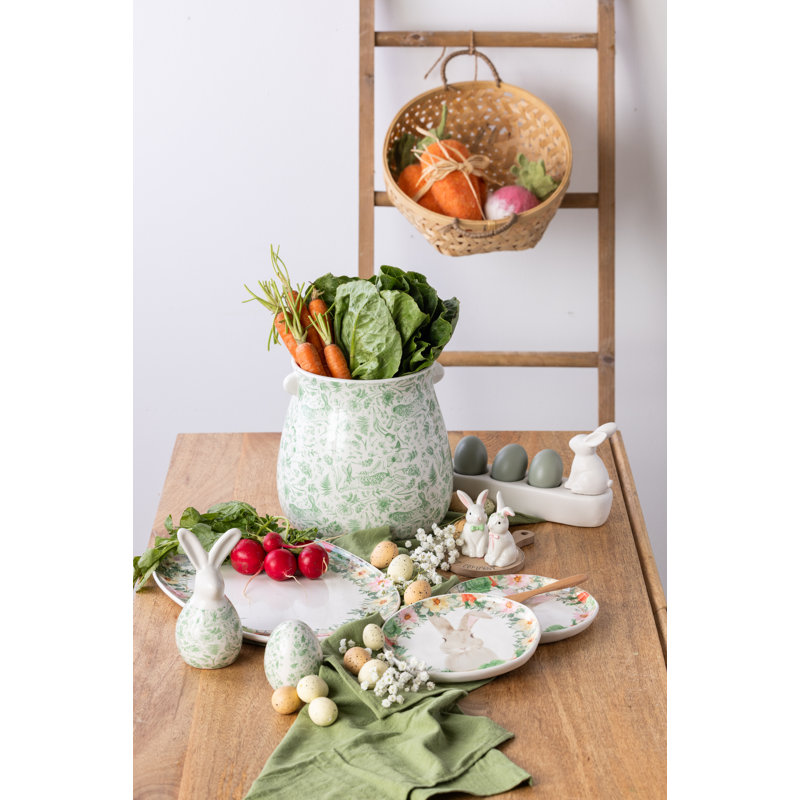Dolomite Rustic Pattern Easter Planter, Planter Pots, White, Ceramic, Easter, Garden