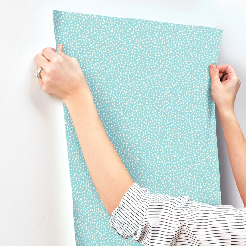 Papier peint à pois bleu clair Dotty, Bleu