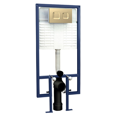 Dual Flush Concealed Cistern Frame with Brass Square Plate
