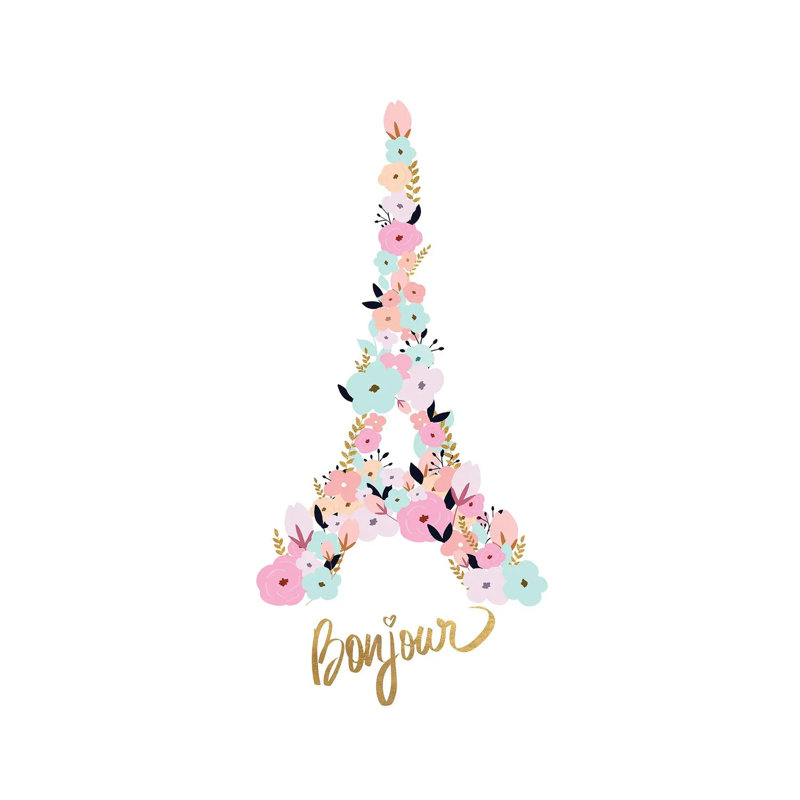 Bonjour 1 Piece Wrapped Canvas Wall Art, 66.04 cm H x 45.72 cm W x 3.175 cm D