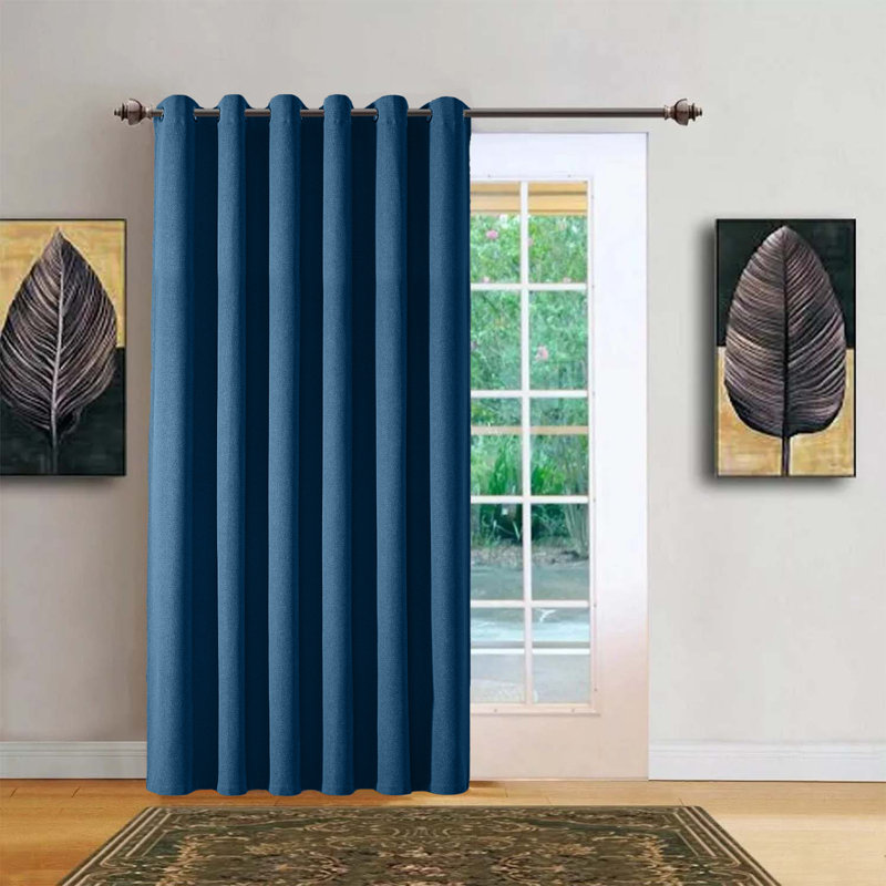 Aspire Homeware Linen 100% Blackout Single Panel Curtain for Complete Light Blocking and Better Sleep, Blue