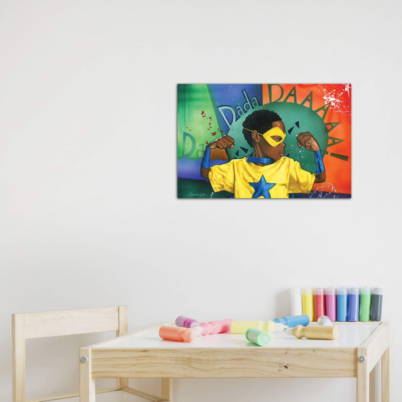 «Da Dada Daaa» par Manasseh Johnson - impression d'art graphique, Pas de tapis, H 26 po x l 40 po x 1,5 po, Toile tendue