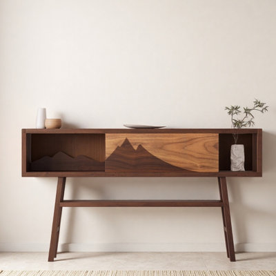 Table d'entrée en bois massif de style Wabi-Sabi
