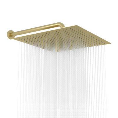 16 Inch Rain Shower Head High Flow Stainless Steel Square Rainfall Shower Head High Pressure Design