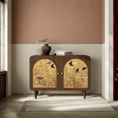 Armoire d'appoint grande capacité à motif artistique