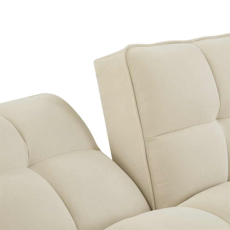 Arnbert Full / Double 75.39'' Upholstered Convertible Sofa, Beige Polyester Blend