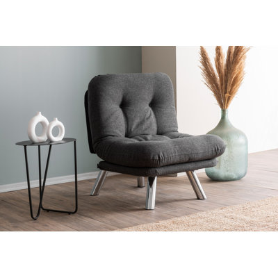 Élégant canapé-lit 1 place en tissu de lin gris foncé 28,0 po x 27,6 po x 15,7 po | Structure 100% métal, facile à nettoyer | Dossier multi-positions pour le lit, la détente et la position assise | Rembourrage en fibre de silicone 400 g / m², supportant jusqu'à 220 lb