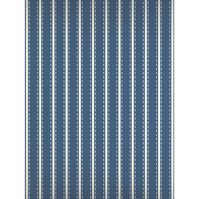Navy Blue French Stripe Linen Pillow 20x20 with Down Alternative Insert, Navy Blue, Square 18", Polyester