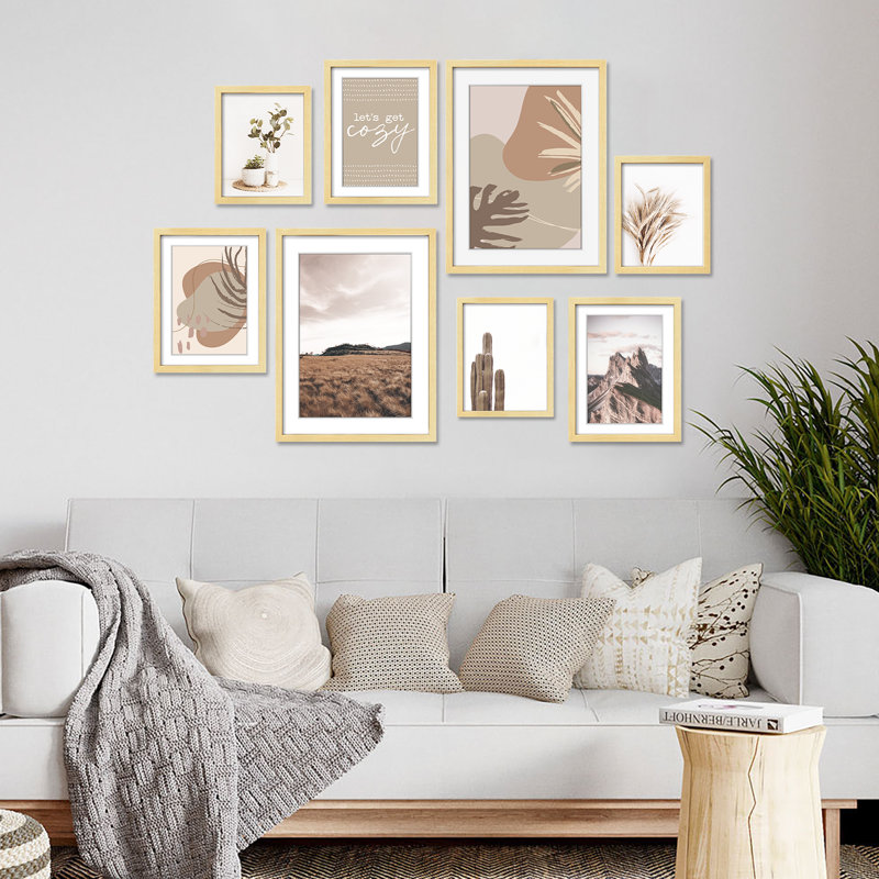 Shivangi 8 Pack  Neutral Gallery Picture Frame Set -Assorted Size Two 11x14, Three 8x10, Three 6x8