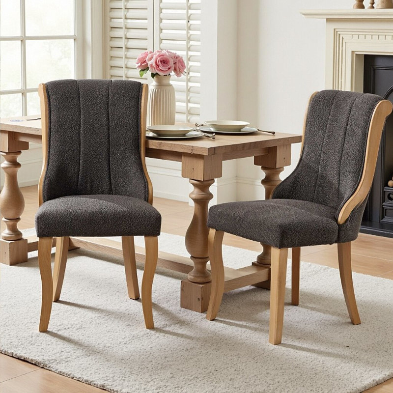 Ensemble de 2 chaises de salle à manger de style Mid-Century moderne, ensemble de 2 chaises en velours neige avec pieds en bois massif