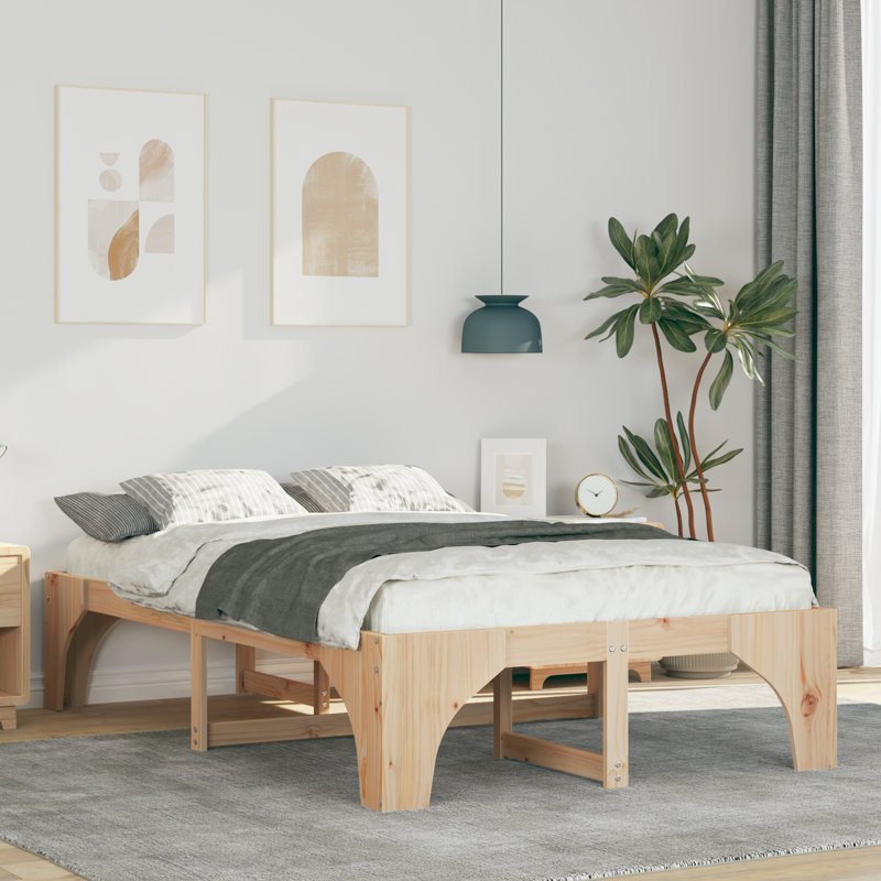 Solid Wood Bed, Double (4'6), Natural
