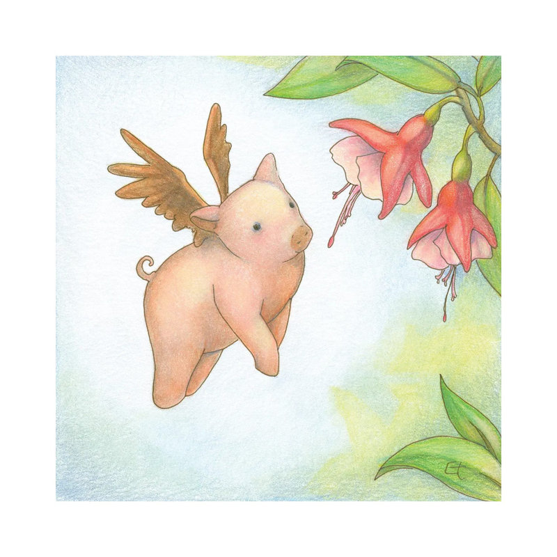 Humming Pig - Wrapped Canvas Painting, 30.48 cm H x 30.48 cm W
