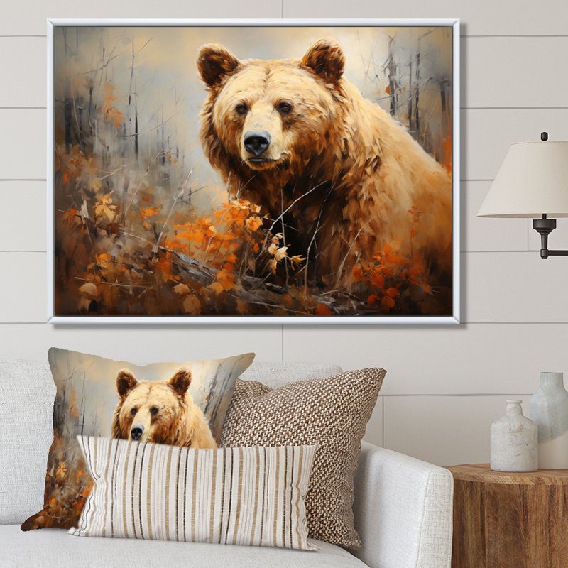 Bazyli Bear Bears Boundary I - art mural ours, H 16 po x l 32 po x P 1 po, Cadre flottant blanc