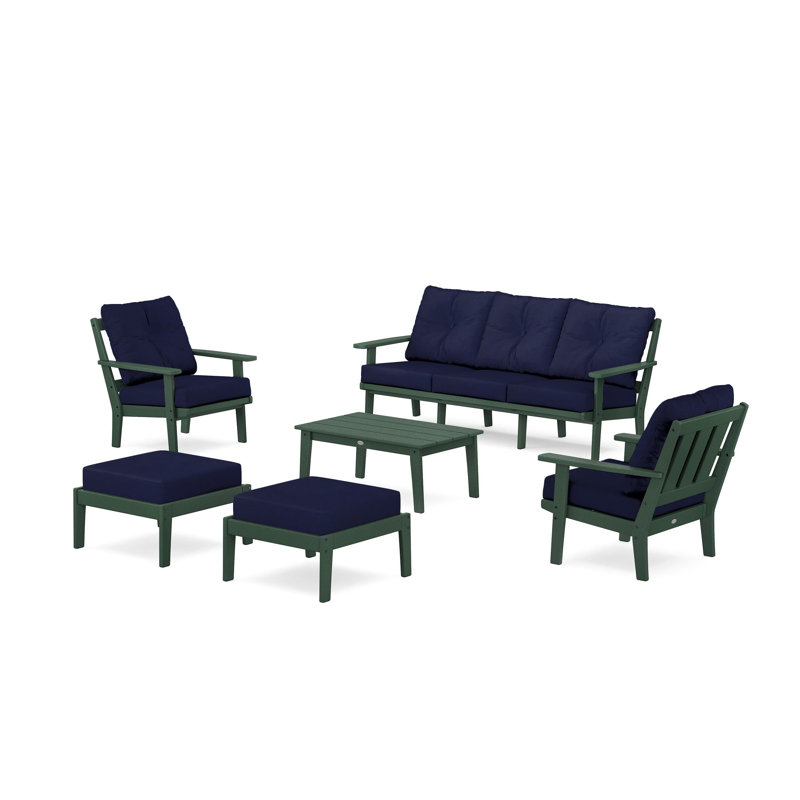 Oxford 6-Piece Lounge Sofa Set, Slate Gray, Weathered Tweed