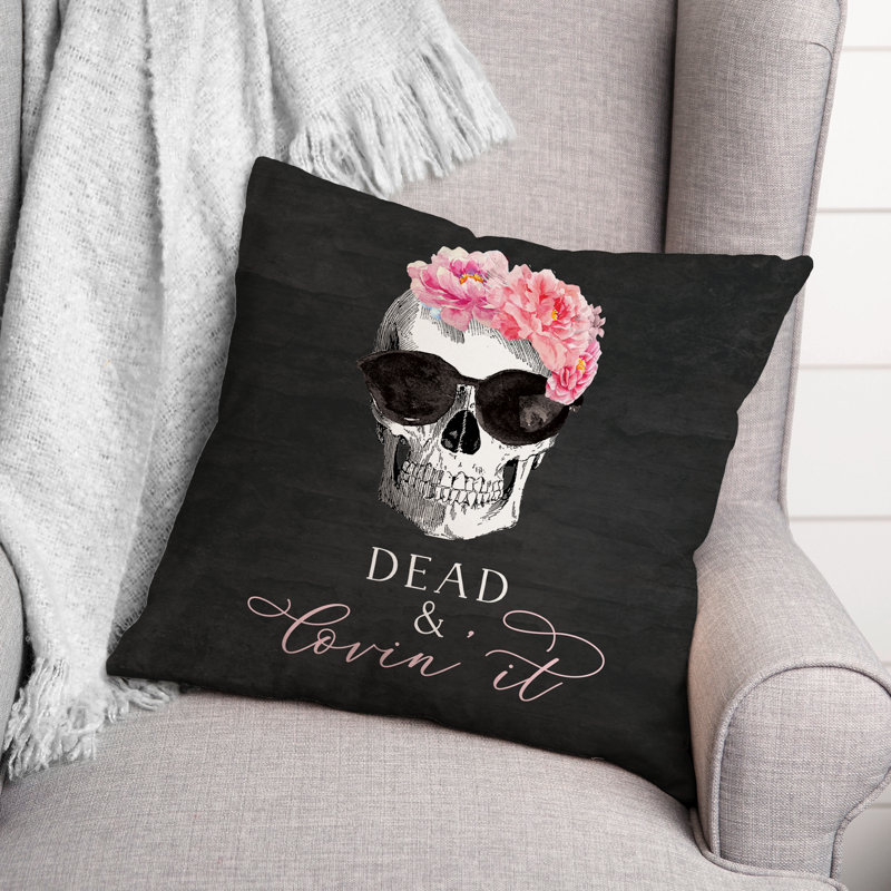  Housse et insert de coussin carré mort et mort Lovin 'It Skull, 16" x 16"