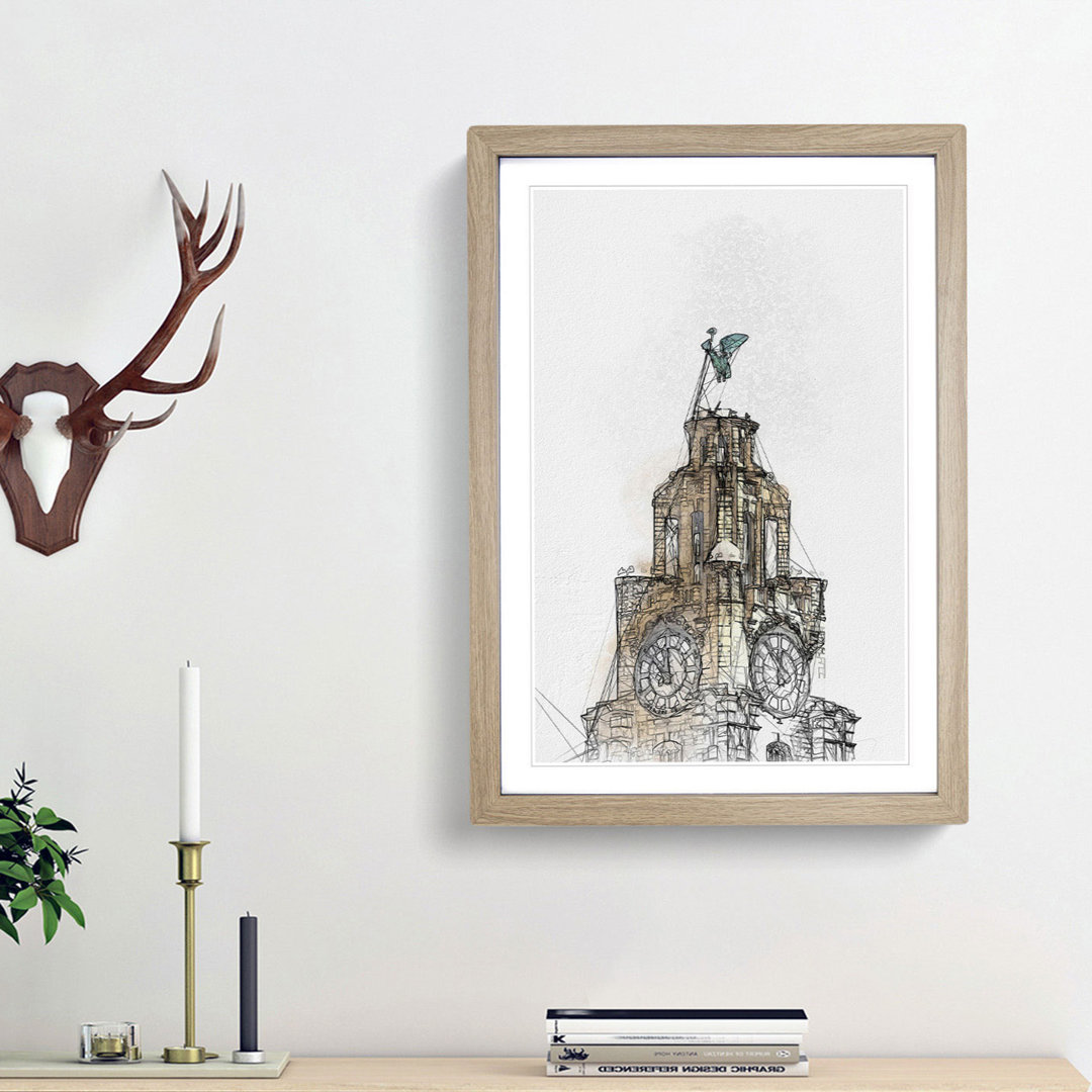 The Liver Building Liverpool in Abstract - Framed Print