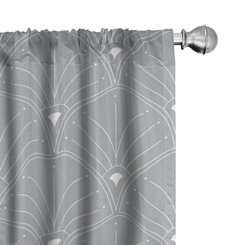 Semi Sheer Curtain Pair, Gray/White, 56" W x 63" L