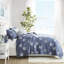 Couette réversible en coton bleu marine, grand lit/queen, motifs de coquillages brodés, rembourrage décoratif, entretien facile, lavable à la machine