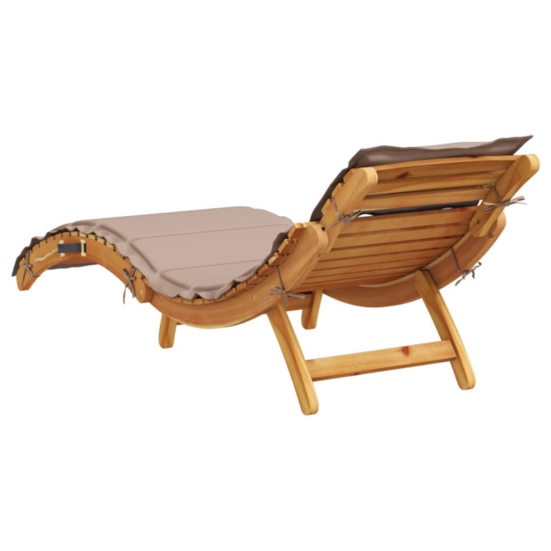 Toddrick Outdoor Wood Chaise Lounge , Cushion Included, Taupe