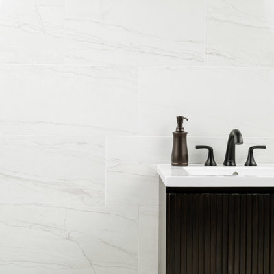 Zola 12 in. x 24 in. Polished Porcelain Marble Look Floor and Wall Tile