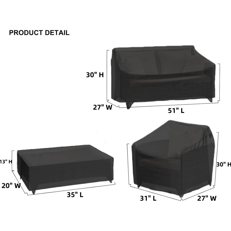 Patio Furniture Cover-420D Oxford Cloth Sofa Table Chair Waterproof Cover, 4 Piece Set of Outdoor Garden Patio Furniture Waterproof Dustproof Sunscreen Cover