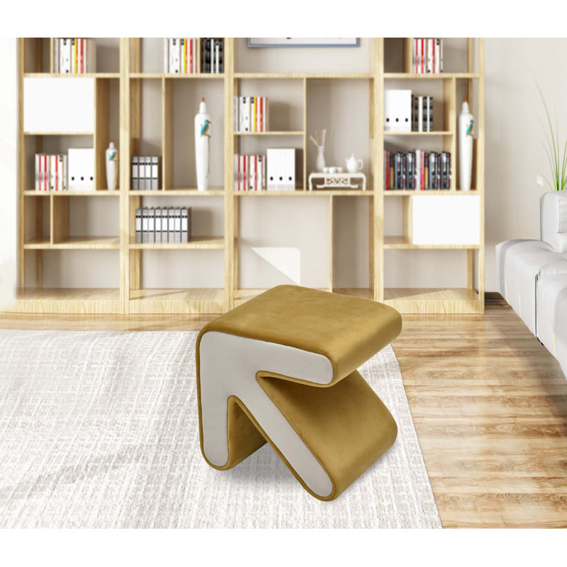 Repose-pieds rembourré Auryana, Gold/Beige Velvet