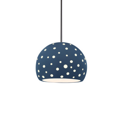 Luminaire suspendu sphère 1 lumière perforée - ciel de minuit - chrome poli - l 7 po x H 6 po - ampoule remplaçable - tige rigide