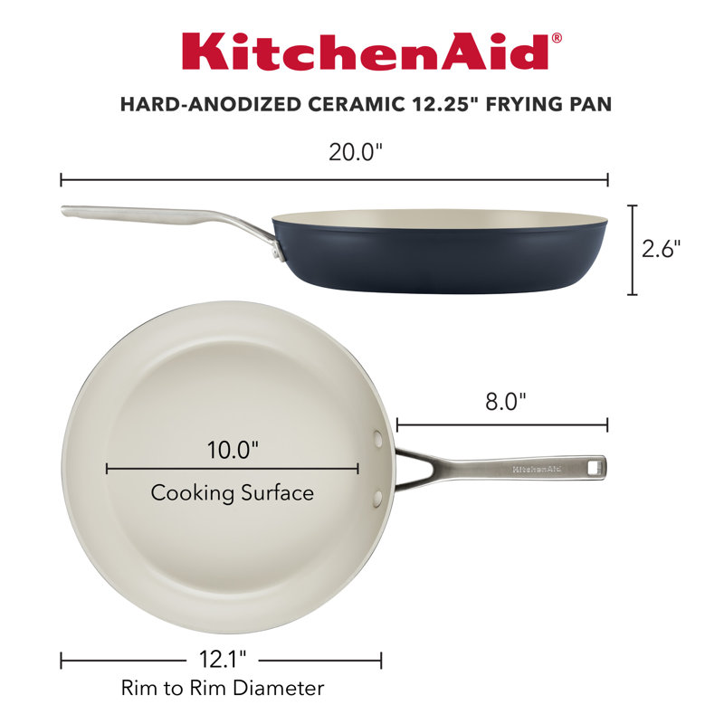 KitchenAid Hard Anodized Ceramic Nonstick Frying Pan / Skillet, 12.25" W, Matte Black