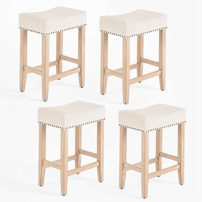 Backless Saddle Upholstered 26" Counter Stool with Wood Frame