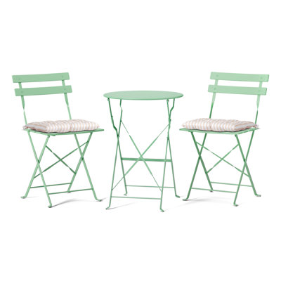 3-Piece Bistro Set With Seat Cushions,Light Green