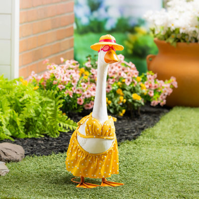 Giddy The Goose, Metal Porch Statue With Bikini Outfit, 21in. H