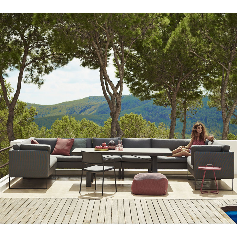 Flex 60.7" Wide Outdoor Patio Sectional with Cushions, Gray, Left Hand Facing