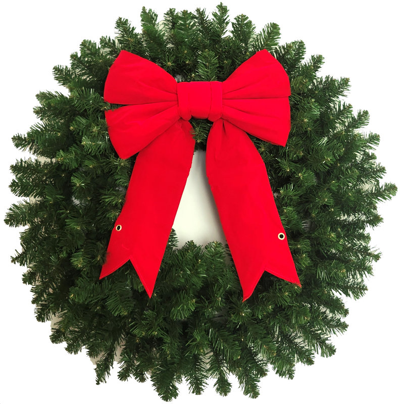 36" Christmas Wreath With Large Red Bow