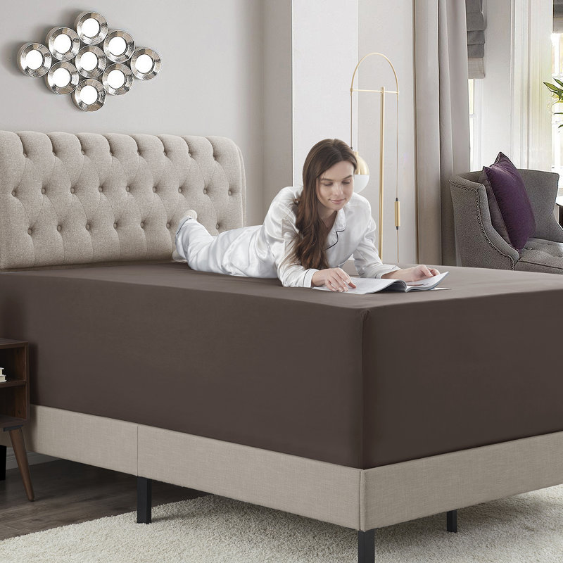 Drap-housse uni Empyrean Bedding, Drap-housse très grand californien, Chocolat