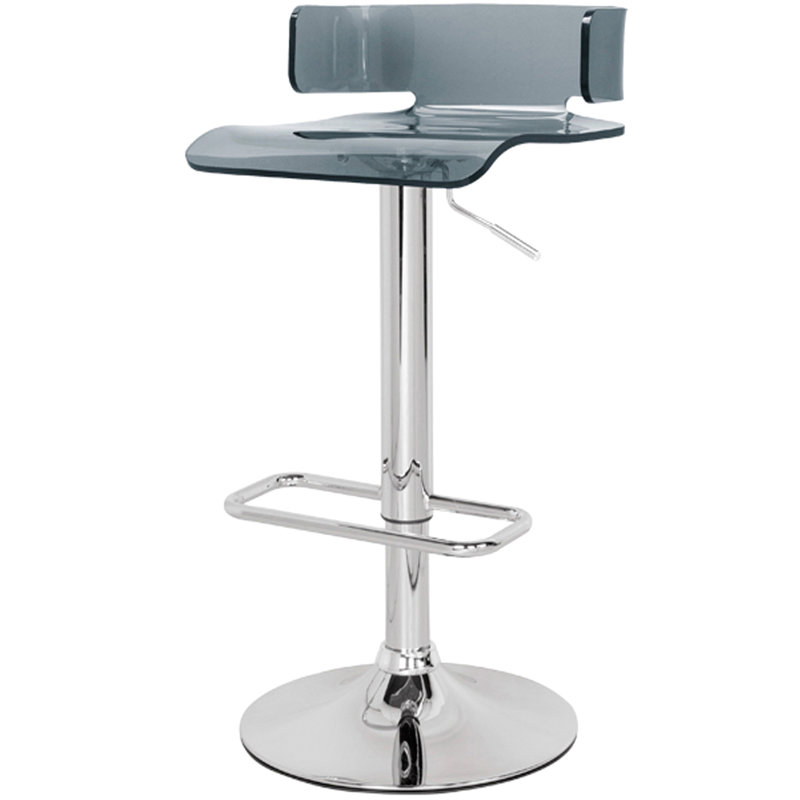 Tabouret de bar réglable avec siège en similicuir gris et structure pivotante à finition métallique