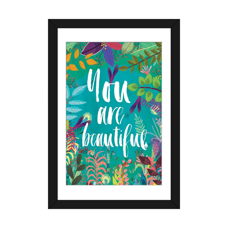 « you is belle », reproduction sur toile, H 24 po x l 16 po x P 1 po, Papier avec cadre noir, Blanc