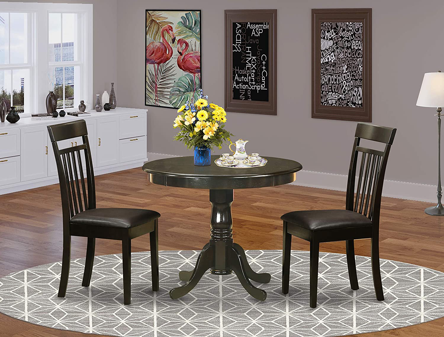 Rosalind Wheeler Gibb 3 - Piece Rubberwood Solid Wood Dining Set ...