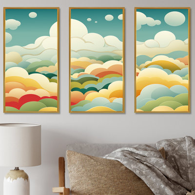 Motif de ciel minimalisme bleu et jaune - art mural ciel
