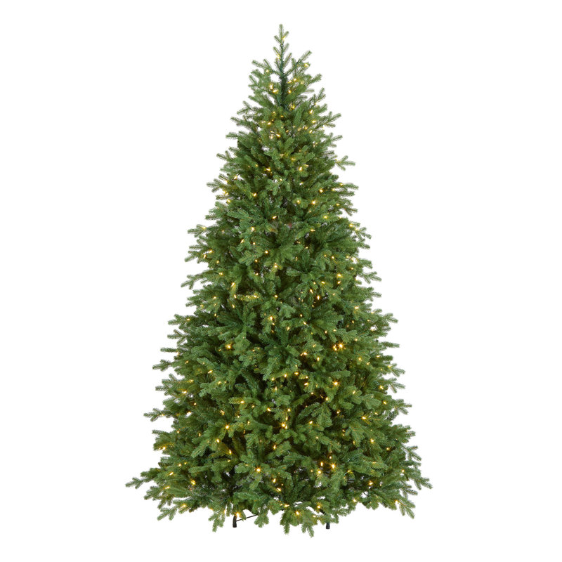 Princeton Fraser PowerConnect 90" Green Fir Artificial Christmas Tree with 800 Clear/White Lights and Stand, 90" H