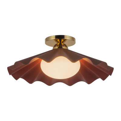 Furrow 16-in Red Semi-Flush Mount