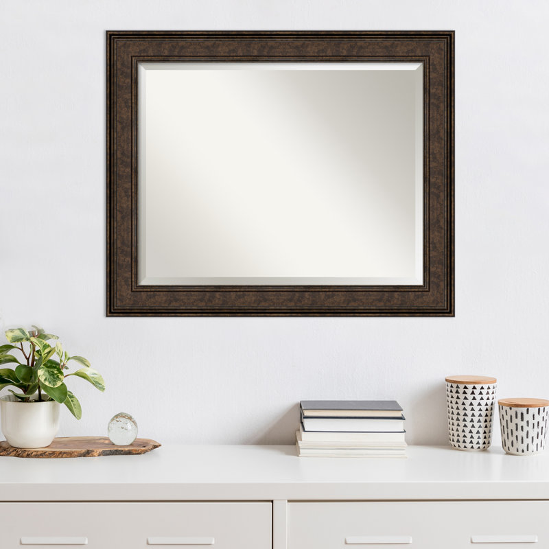Fahlman Flat Wall Mirror, Rustic Brown, 27.5" x 33.5"