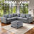 L-Shaped 4-Piece Modular Sectional With Cocktail Ottoman & Corduroy Upholstery-168498056